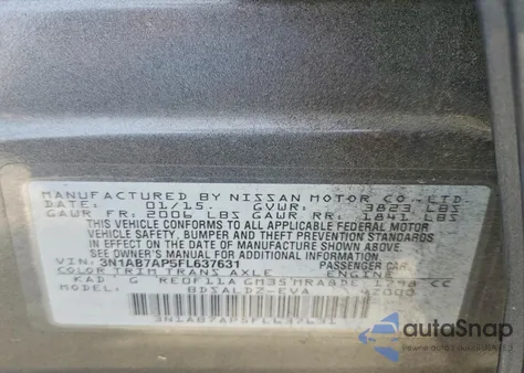 2015 Nissan Sentra S from USA, damaged, VIN 3N1AB7AP5FL637631